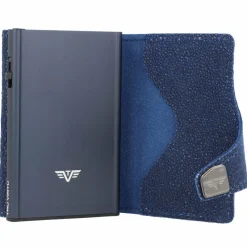 Tru Virtu Visitenkartenetuis<Click & Slide Kreditkartenetui Geldbörse RFID Leder 6,5 cm blue-titan
