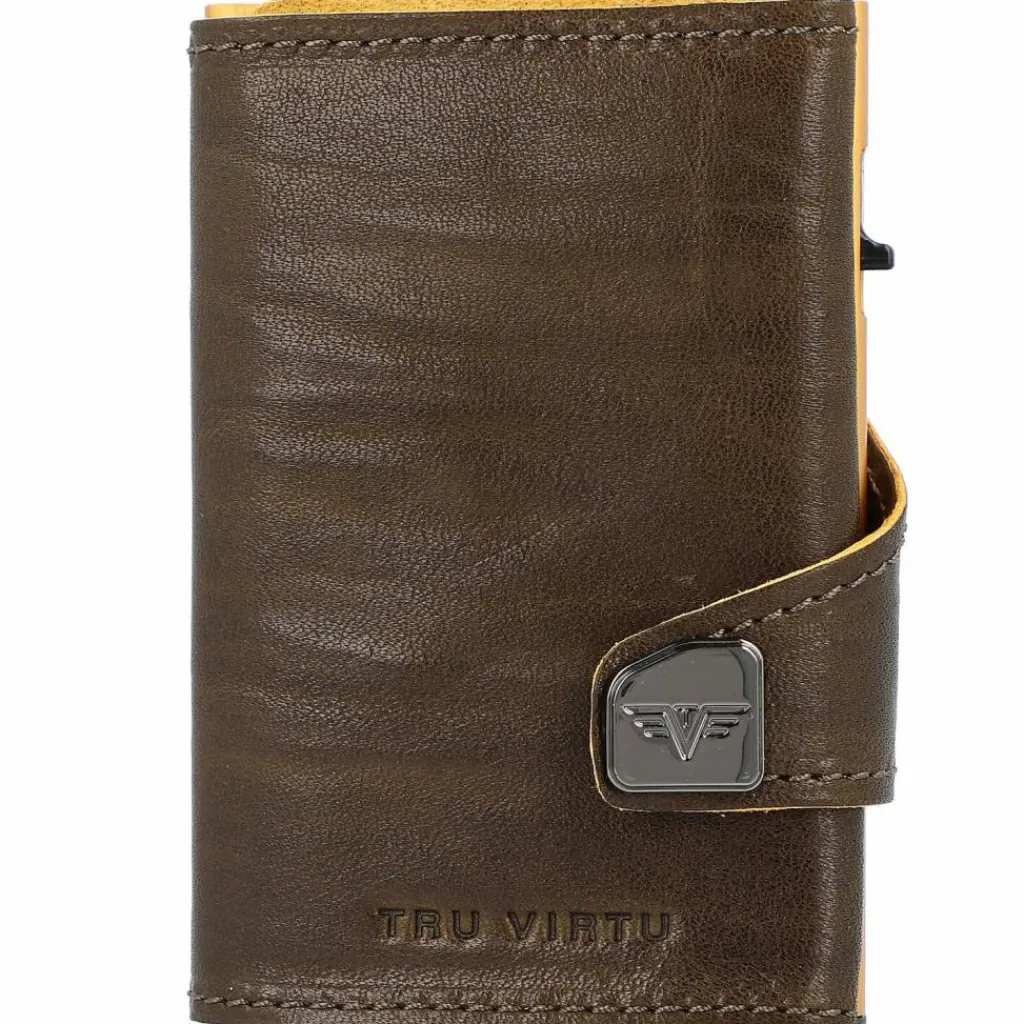 Sale Tru Virtu Click & Slide Kreditkartenetui RFID Leder 6,5 cm mossgreen-y-gol