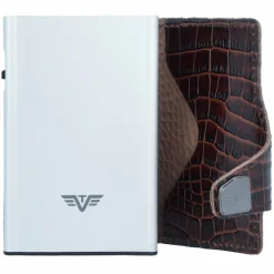 Clearance Tru Virtu Click & Slide Kreditkartenetui Geldbörse RFID Leder 6,5 cm Aluminium Core silver