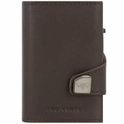 Best Tru Virtu Click & Slide Kreditkartenetui Geldbörse RFID Leder 6,5 cm brown-silver