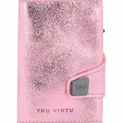 Outlet Tru Virtu Click & Slide Kreditkartenetui RFID Leder 6,5 cm rosé-silver