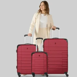 Online Wenger Amplar Evo 4 Rollen Kofferset 3-teilig mit Dehnfalte ruby