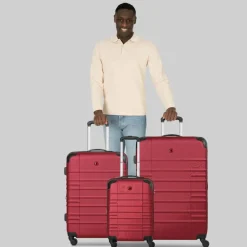 Online Wenger Amplar Evo 4 Rollen Kofferset 3-teilig mit Dehnfalte ruby